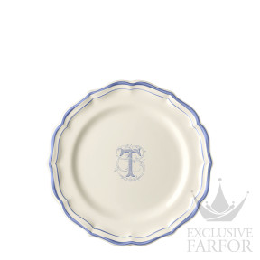 1710ADET22 Gien Filet Bleu Monogramme Тарелка закусочная "T" 23,2см
