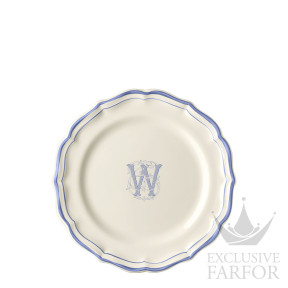 1710ADEW22 Gien Filet Bleu Monogramme Тарелка закусочная "W" 23,2см