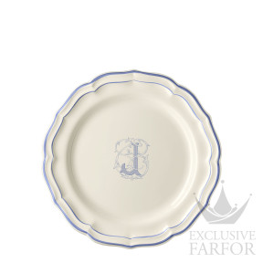 1710AEXJ22 Gien Filet Bleu Monogramme Тарелка главная "J" 26см