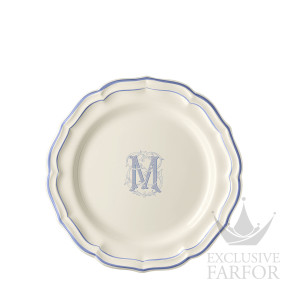 1710AEXM22 Gien Filet Bleu Monogramme Тарелка главная "M" 26см