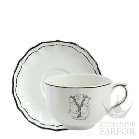 20291PJY26 Gien Filet Manganese Monogramme Чашка с блюдцем "Y" 0,5л