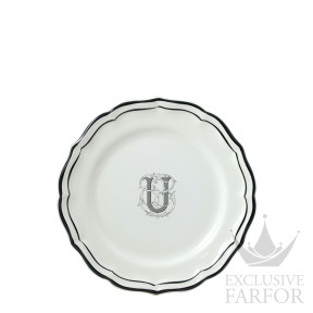 2029ADEU22 Gien Filet Manganese Monogramme Тарелка закусочная "U" 23,2см