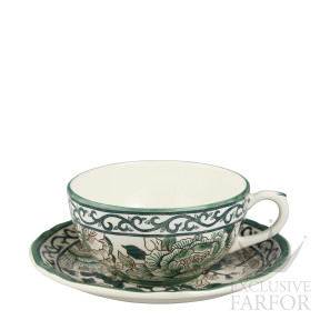 1867PTDE26 Gien Pivoines Vert Чашка для завтрака с блюдцем 0,3л