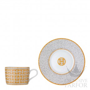 026016P Hermes Mosaique au 24 "Or" Чашка чайная с блюдцем 160мл