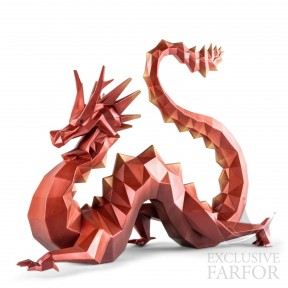 01002033 Lladro Animal Kingdom "Origami" (Лимитированная серия на 777 пред.) Статуэтка "Дракон (Красный)" 49 х 36см
