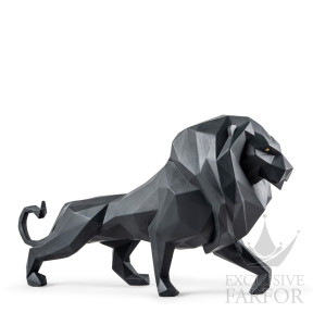 01009746 Lladro Animal Kingdom "Origami" Статуэтка "Лев (Черный)" 48 х 25см