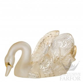 10584400 Lalique Swan Head Down Статуэтка "Лебедь, головой вниз - золотистый, золотое покрытие" 18см