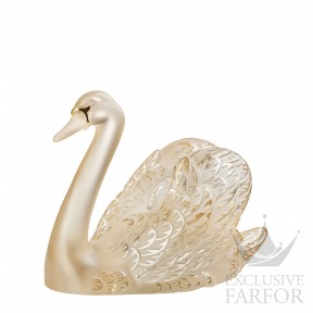 10584500 Lalique Swan Head Up Статуэтка "Лебедь, головой вверх - золотистый, золотое покрытие" 24см
