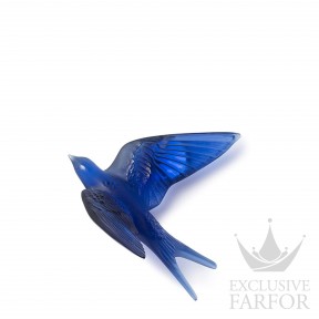 10624700 Lalique Swallow Статуэтка настенная с магнитом "Ласточка, крылья вверх - сапфировый синий" 15,3см