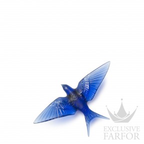 10625100 Lalique Swallow Статуэтка настенная с магнитом "Ласточка, крылья вниз - сапфировый синий" 15см