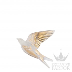 10645700 Lalique Swallow Статуэтка настенная с магнитом "Ласточка, крылья вверх - золотое покрытие" 15,3см