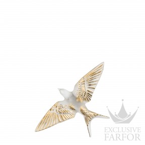 10645900 Lalique Swallow Статуэтка настенная с магнитом "Ласточка, крылья вниз - золотое покрытие" 15см