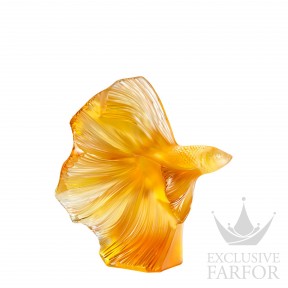 10685300 Lalique Fighting Fish Статуэтка "Боевая рыбка - янтарный" 26см