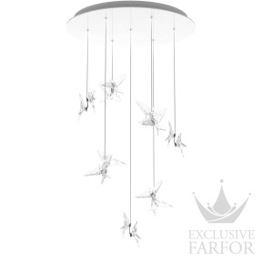 10834200 Lalique Swallows Подвесная лампа "14 ласточек - Хромированный" 200х80см