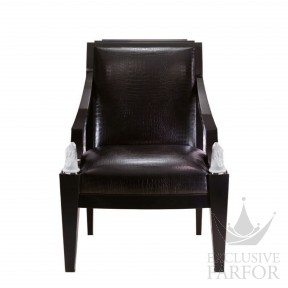 11294850 Lalique Longchamp (Нумерованная серия) Кресло "Черный лак, черная кожа с тиснением под крокодила" 73x78x101см