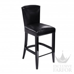 71511362 Lalique Masque de Femme Барный стул "Черный лак, черная кожа с тиснением под крокодила" 102x43x71см