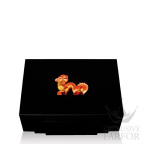 10192300 Lalique Dragon Хьюмидор для сигар "Черный лак, янтарный" 30см