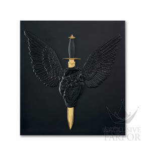 88059209 Lalique Eternal Prayer (Лимитированная серия на 50 пред.) Декоративная панель "Сердце, пронзенное кинжалом - черный, золотой" 42см