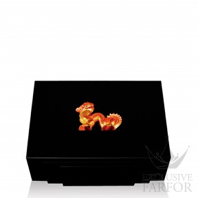 10203400 Lalique Dragon Шкатулка для украшений "Черный лак, янтарный" 30см