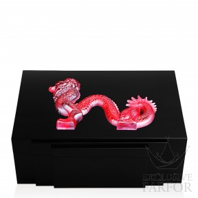 10203700 Lalique Dragon (Лимитированная серия на 88 пред.) Шкатулка для украшений "Черный лак, красный" 43см
