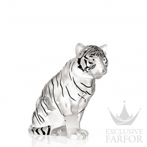 1219810 Lalique Sitting Tiger Статуэтка "Тигр - черная эмаль" 24,1см