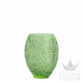 10745600 Lalique Feuilles Ваза "Зеленый" 16,5см