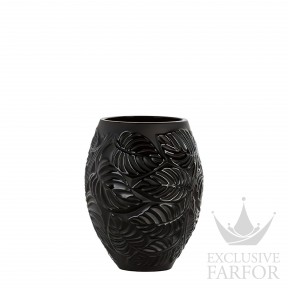 10745700 Lalique Feuilles Ваза "Черный" 16,5см