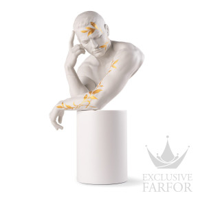 01009809 Lladro Allegories & Fantasy Статуэтка "Отражение природы - Он (белый / золотой)" 55 х 23см