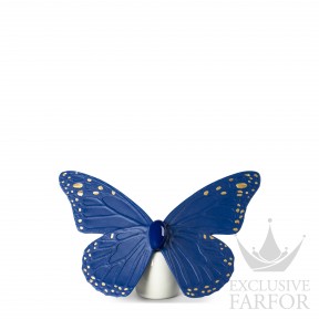 01009452 Lladro Animal Kingdom "Butterfly"Статуэтка "Бабочка (золотой / синий)" 9 х 14см