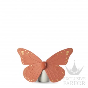 01009453 Lladro Animal Kingdom "Butterfly"Статуэтка "Бабочка (золотой / коралловый)" 9 х 14см