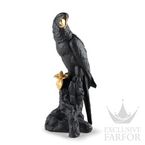 01009577 Lladro Animal Kingdom "Boldblack" (Лимитированная серия на 1000 пред.) Статуэтка "Попугай Макао (черный)" 45 х 22см