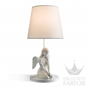 01023028 Lladro Figurative Лампа настольная "Красивый ангел (белый)" 49 х 25см