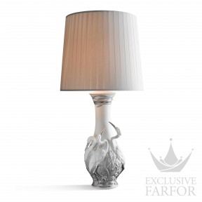 01023116 Lladro Figurative Лампа настольная "Цапли (белый / серебряный)" 62 х 30см