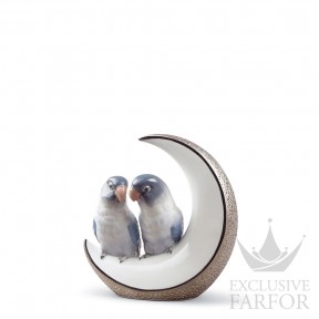 01008789 Lladro Love storiesСтатуэтка "Полетели на луну (серебряный)" 16 x 15см