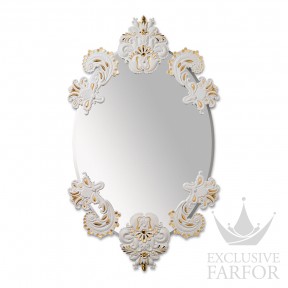 01007768 Lladro Mirrors (Лимитированная серия) Зеркало овальное без рамки (белый / золотой) 92 x 53см
