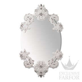 01007769 Lladro Mirrors (Лимитированная серия) Зеркало овальное без рамки (белый / серебристый) 92 x 53см