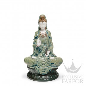01001941 Lladro Spirituality "Buddhism"Статуэтка "Кван Инь (зеленый)" 33 x 18см