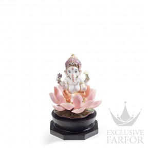 01008635 Lladro Spirituality "Hinduism"Статуэтка "Ганеша на лотосе" 19 x 13см