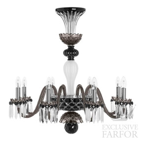 Люстра на 8 свечей "Фланель-серый, Черный, Прозрачный сатинированный кристалл" 87 x 80см