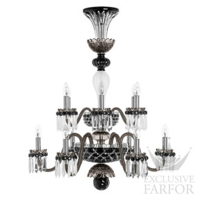Люстра на 12 свечей "Фланель-серый, Черный, Прозрачный сатинированный кристалл" 105 x 80см