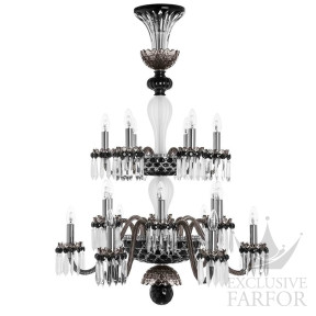 Люстра на 18 свечей "Фланель-серый, Черный, Прозрачный сатинированный кристалл" 110 x 80см