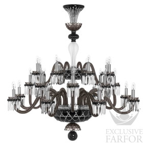 Люстра на 24 свечей "Фланель-серый, Черный, Прозрачный сатинированный кристалл" 130 x 120см