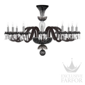 Люстра на 12 свечей "Фланель-серый, Черный, Прозрачный сатинированный кристалл" 87 x 80см