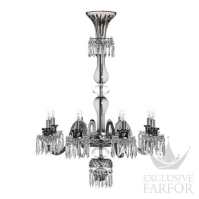 Люстра на 8 свечей (Длинный) "Фланель-серый, Прозрачный" 110 x 85см