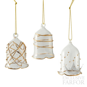 Украшение "Стеклянный колокольчик - золотой" 16см, 3шт.