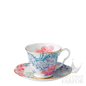 Чашка чайная с блюдцем "Синий и розовый" 200мл