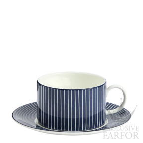 1079069 Wedgwood Gio Pinstripe Blue Чашка чайная с блюдцем 220мл