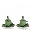 004RG00 FX917601G00123600  Oriente Italiano Malachite Чашка эспрессо с блюдцем и крышкой 0,08л, 2шт. 