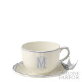 17101PJM26 Gien Filet Bleu Monogramme Чашка с блюдцем "M" 0,5л