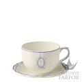 17101PJQ26 Gien Filet Bleu Monogramme Чашка с блюдцем "Q" 0,5л